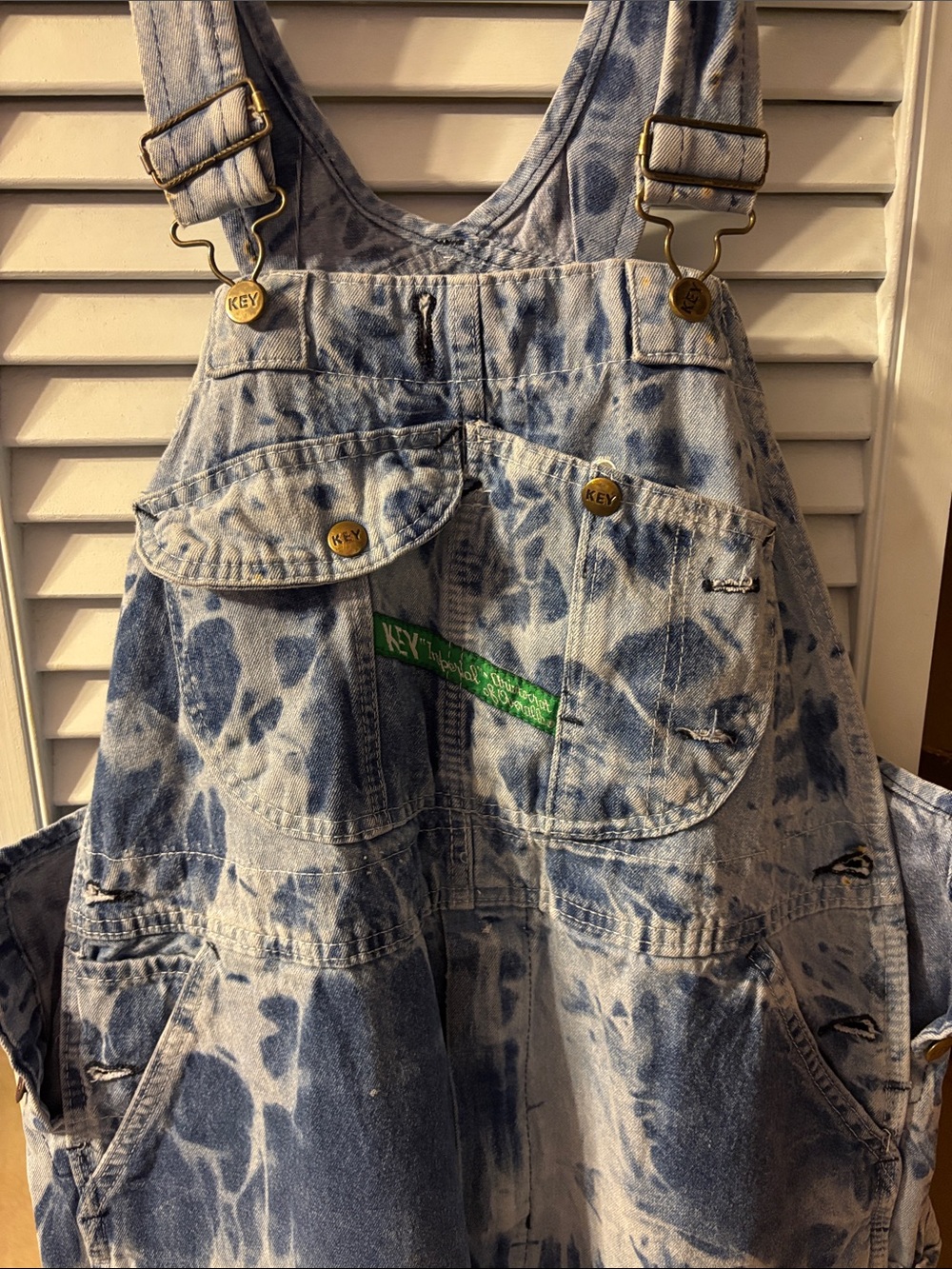 Tie-Dye Blue Denim Women’s Jeans Overalls - Picture 2 of 5
